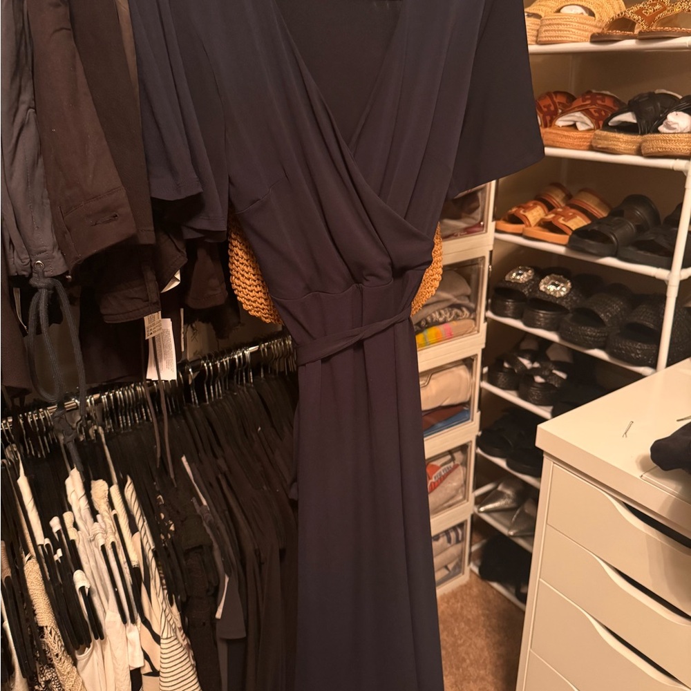 Elegant Navy Wrap Dress